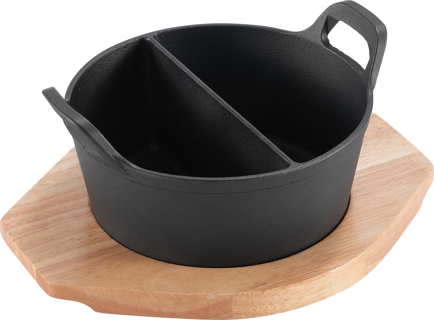Enameled Divided Cast Iron Hot Pot with Oak Base product image