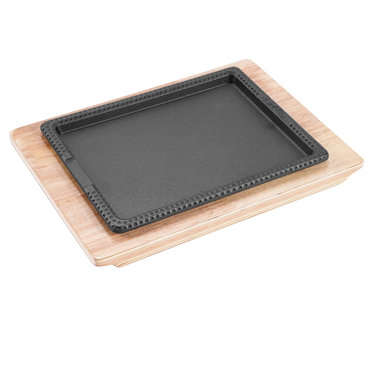 Rectangular Cast Iron Steak Plate with Oak Base product image